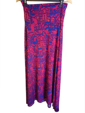 LulaRoe Vibrant Red And Blue Maxi Skirt Skize Small